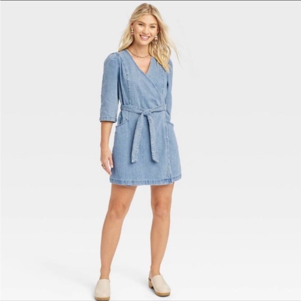 Universal thread Denim mini Wrap Dress size extra small good pre owned condition